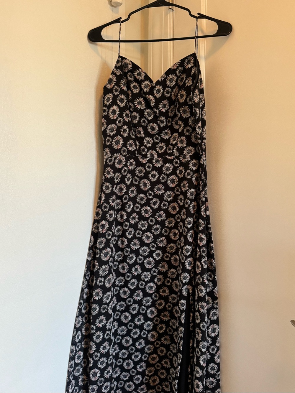 Black Floral Slip Dress with Spaghetti Straps